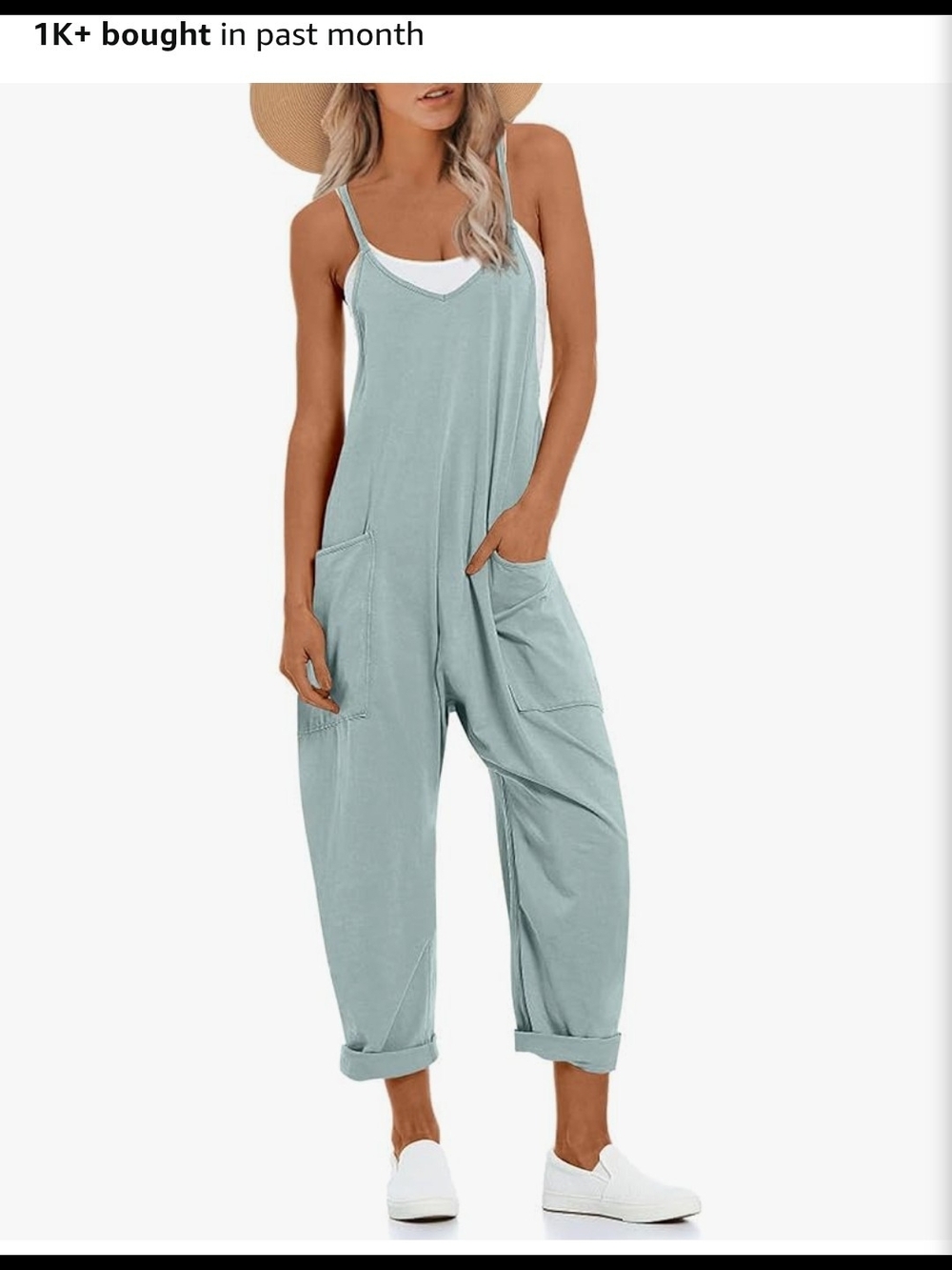 Casual Light Blue Pocket Jumpsuit